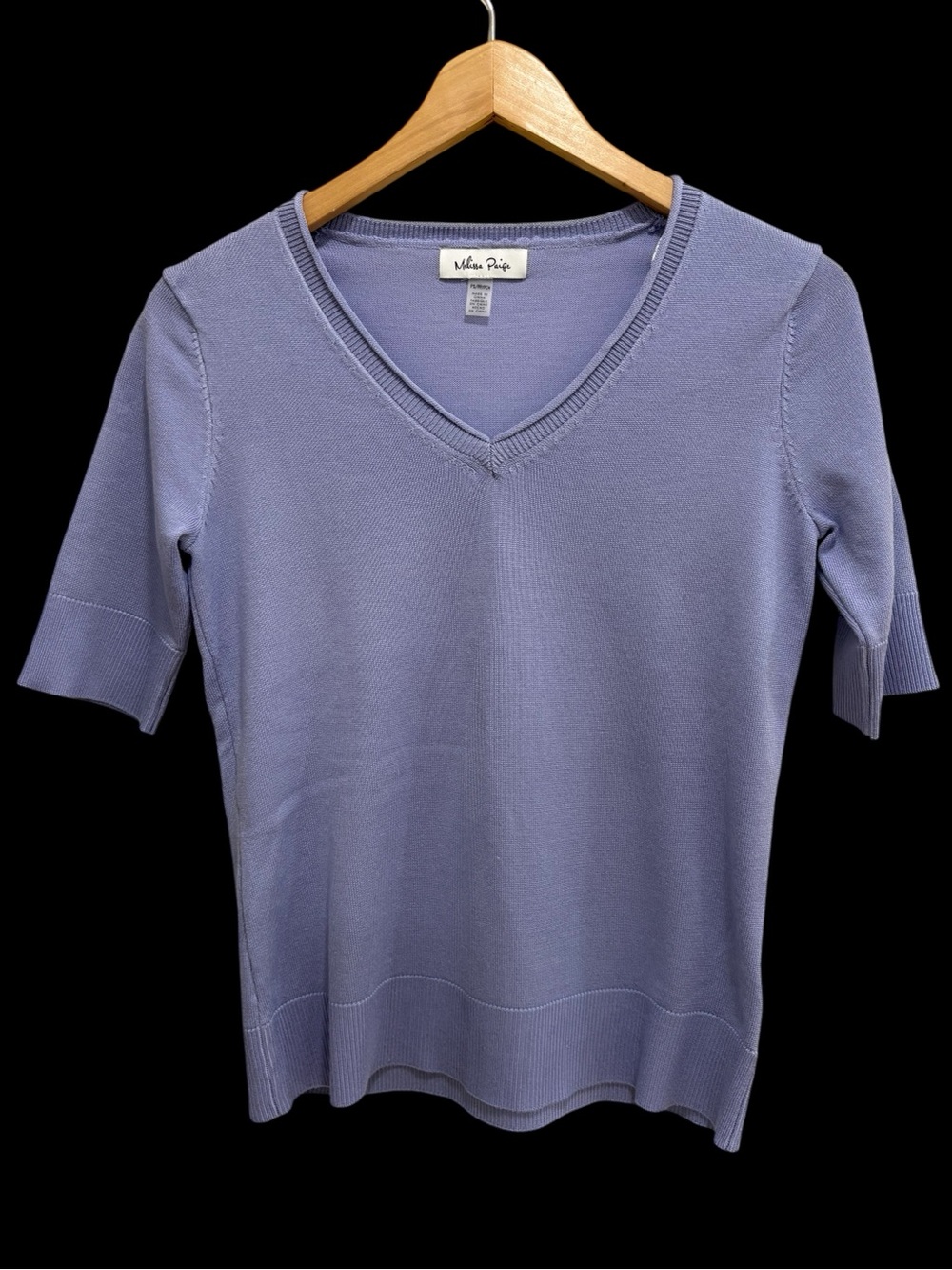 Melissa Paige soft lavender V-Neck Short Sleeve Knit Top